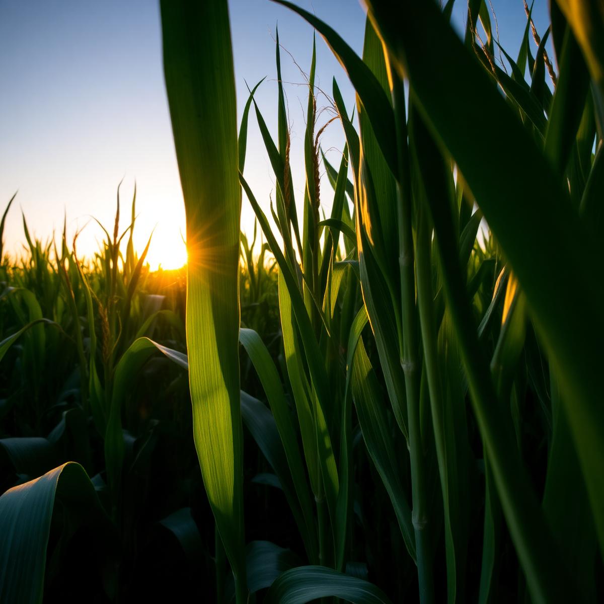 Corn field at sunrise